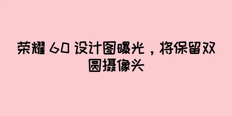 荣耀 60 设计图曝光，将保留双圆摄像头
