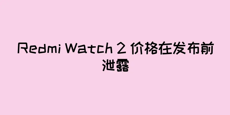 Redmi Watch 2 价格在发布前泄露