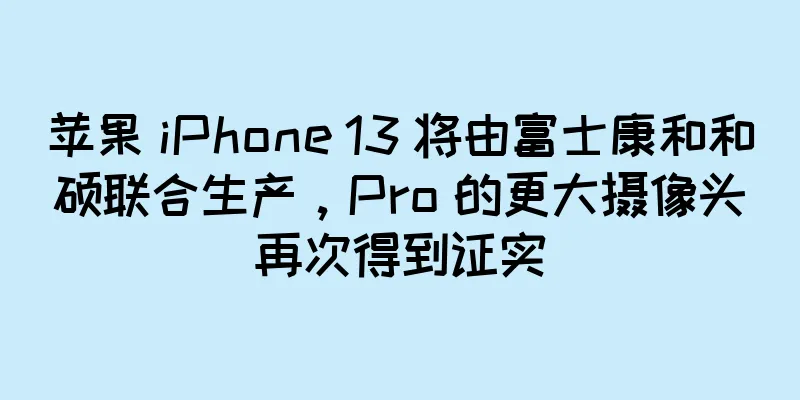 苹果 iPhone 13 将由富士康和和硕联合生产，Pro 的更大摄像头再次得到证实