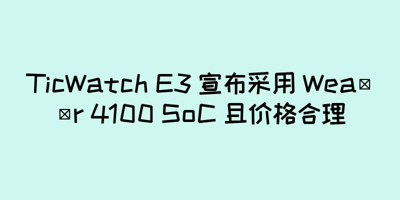 TicWatch E3 宣布采用 Wea​​r 4100 SoC 且价格合理