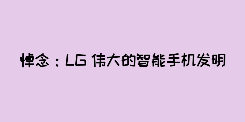 悼念：LG 伟大的智能手机发明
