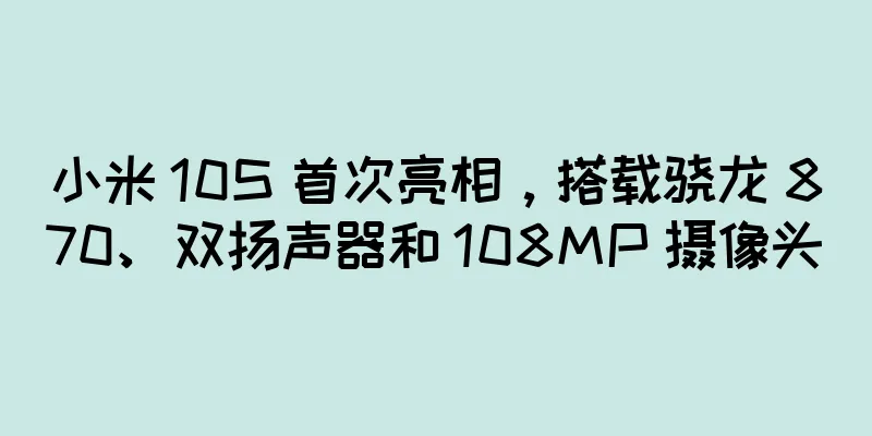 小米 10S 首次亮相，搭载骁龙 870、双扬声器和 108MP 摄像头
