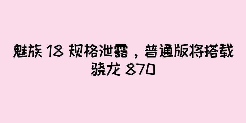 魅族 18 规格泄露，普通版将搭载骁龙 870