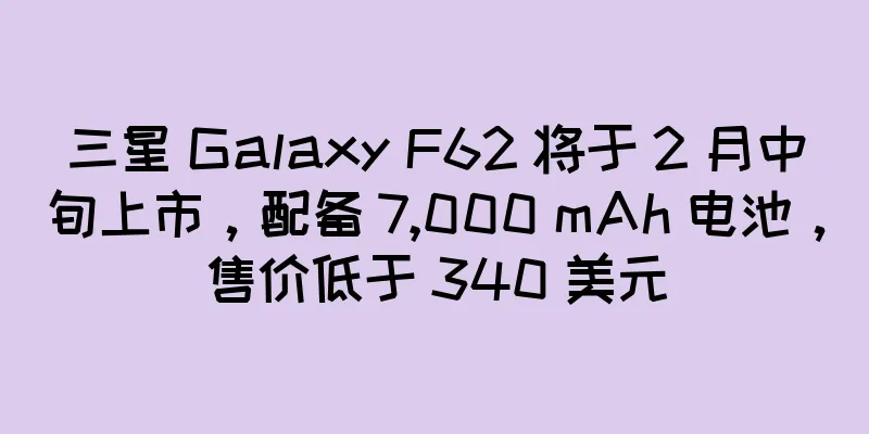 三星 Galaxy F62 将于 2 月中旬上市，配备 7,000 mAh 电池，售价低于 340 美元