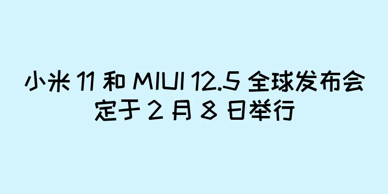 小米 11 和 MIUI 12.5 全球发布会定于 2 月 8 日举行