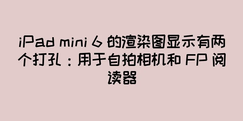 iPad mini 6 的渲染图显示有两个打孔：用于自拍相机和 FP 阅读器