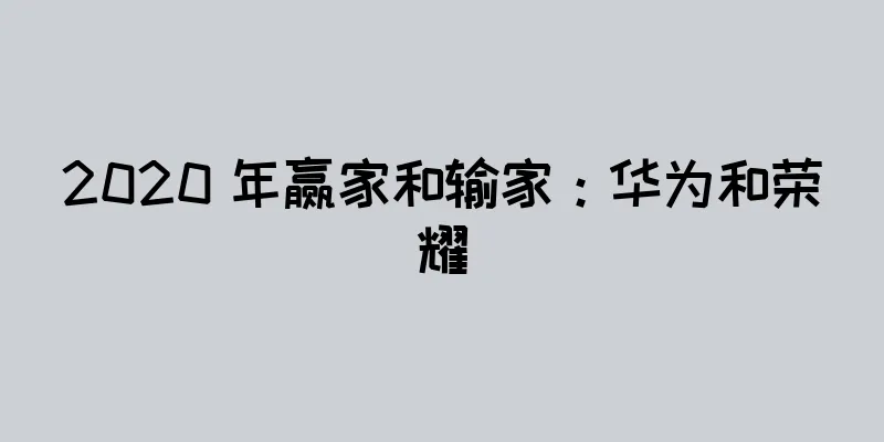 2020 年赢家和输家：华为和荣耀