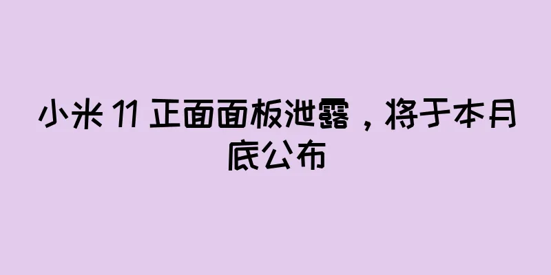 小米 11 正面面板泄露，将于本月底公布