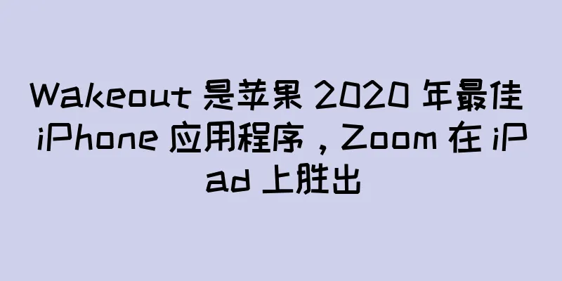 Wakeout 是苹果 2020 年最佳 iPhone 应用程序，Zoom 在 iPad 上胜出