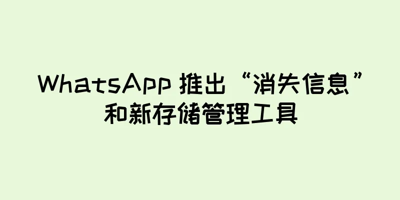 WhatsApp 推出“消失信息”和新存储管理工具