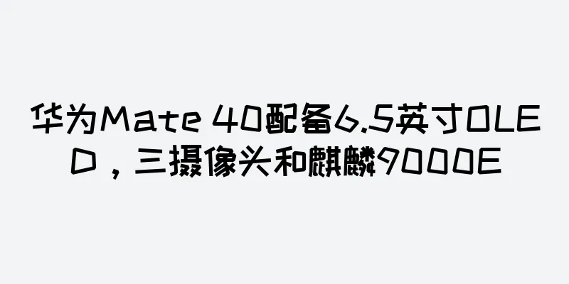 华为Mate 40配备6.5英寸OLED，三摄像头和麒麟9000E