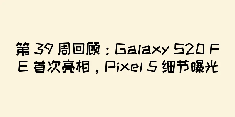第 39 周回顾：Galaxy S20 FE 首次亮相，Pixel 5 细节曝光