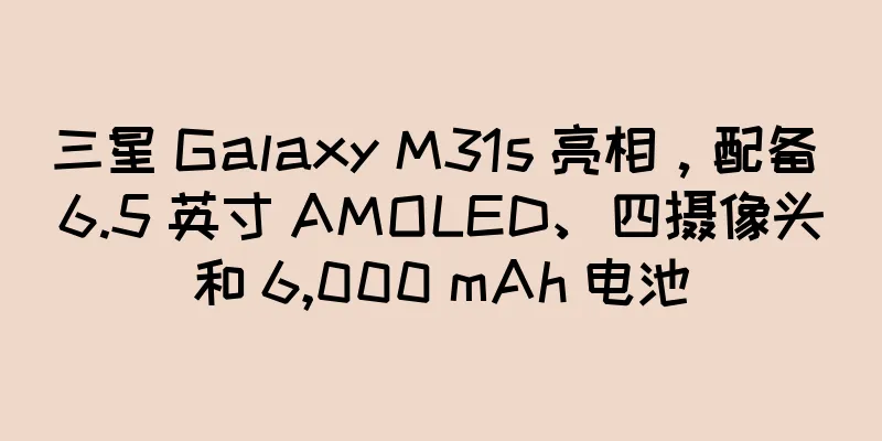 三星 Galaxy M31s 亮相，配备 6.5 英寸 AMOLED、四摄像头和 6,000 mAh 电池