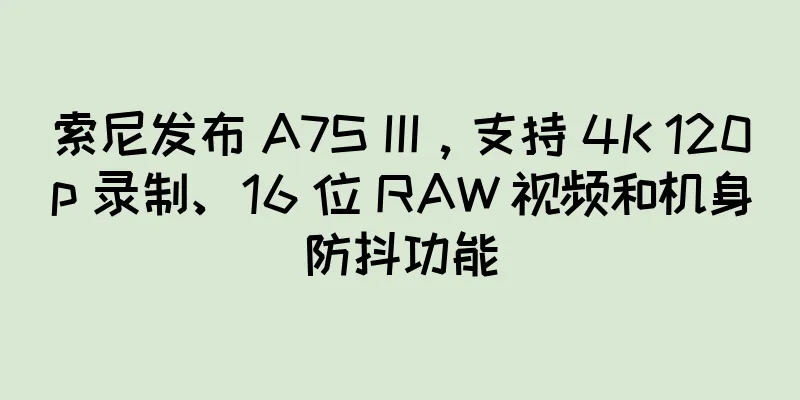 索尼发布 A7S III，支持 4K 120p 录制、16 位 RAW 视频和机身防抖功能