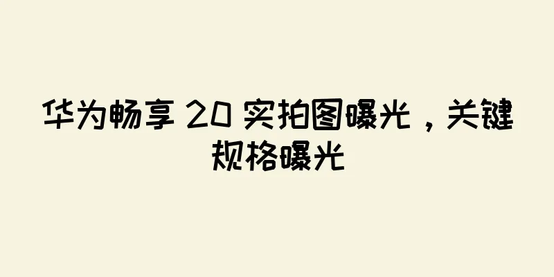 华为畅享 20 实拍图曝光，关键规格曝光