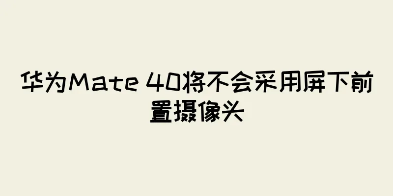华为Mate 40将不会采用屏下前置摄像头