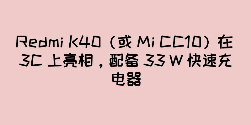 Redmi K40（或 Mi CC10）在 3C 上亮相，配备 33 W 快速充电器