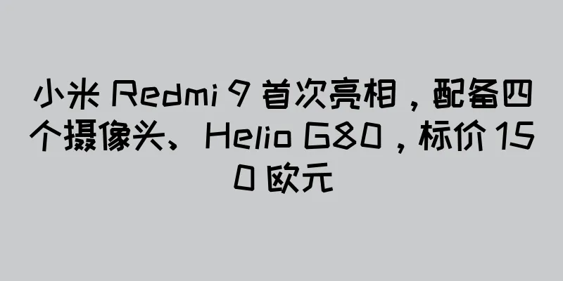 小米 Redmi 9 首次亮相，配备四个摄像头、Helio G80，标价 150 欧元