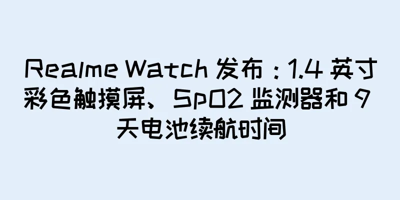 Realme Watch 发布：1.4 英寸彩色触摸屏、SpO2 监测器和 9 天电池续航时间
