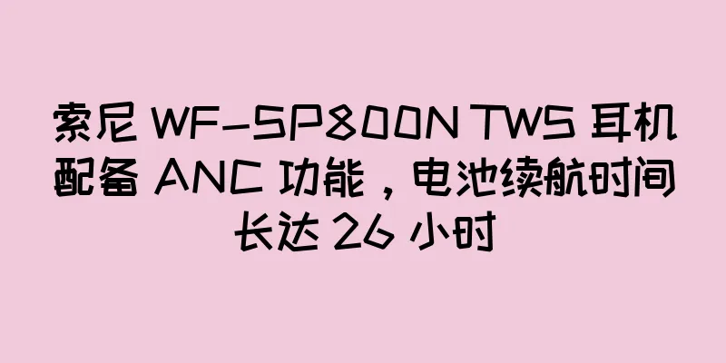 索尼 WF-SP800N TWS 耳机配备 ANC 功能，电池续航时间长达 26 小时