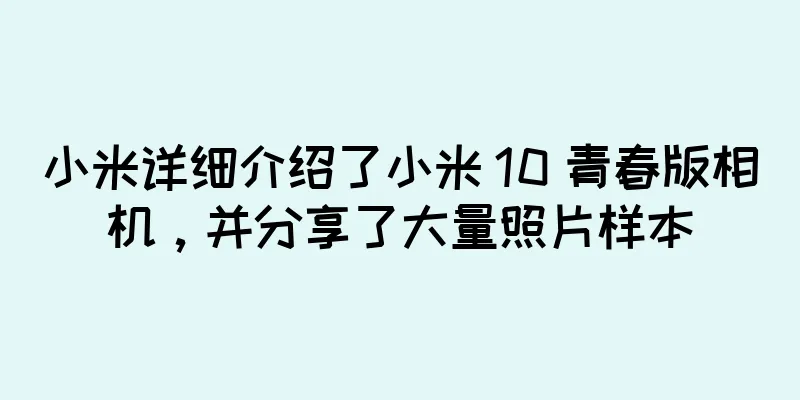 小米详细介绍了小米 10 青春版相机，并分享了大量照片样本