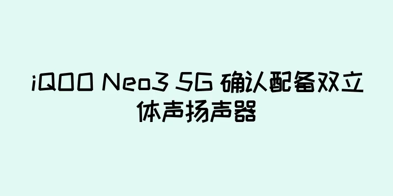 iQOO Neo3 5G 确认配备双立体声扬声器