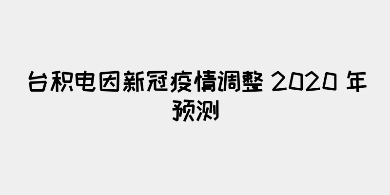 台积电因新冠疫情调整 2020 年预测