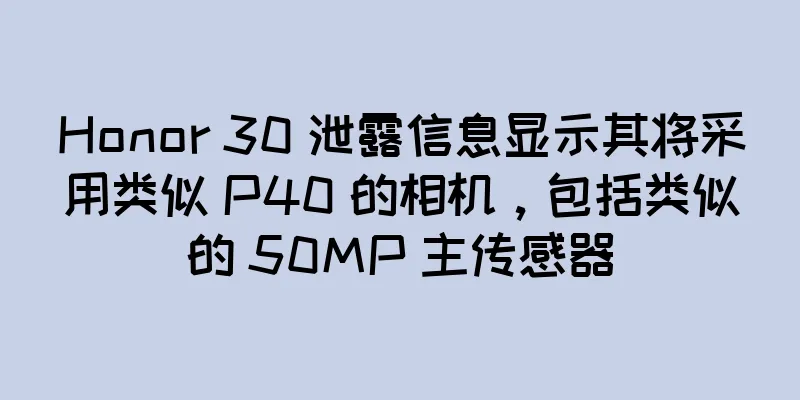 Honor 30 泄露信息显示其将采用类似 P40 的相机，包括类似的 50MP 主传感器