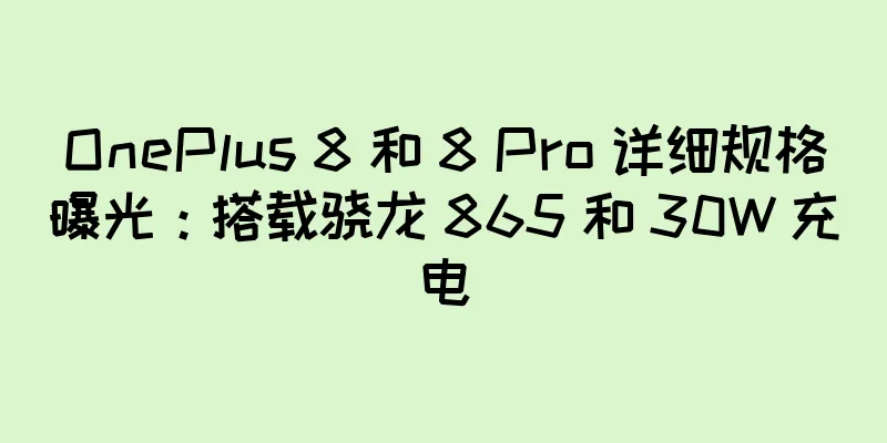 OnePlus 8 和 8 Pro 详细规格曝光：搭载骁龙 865 和 30W 充电