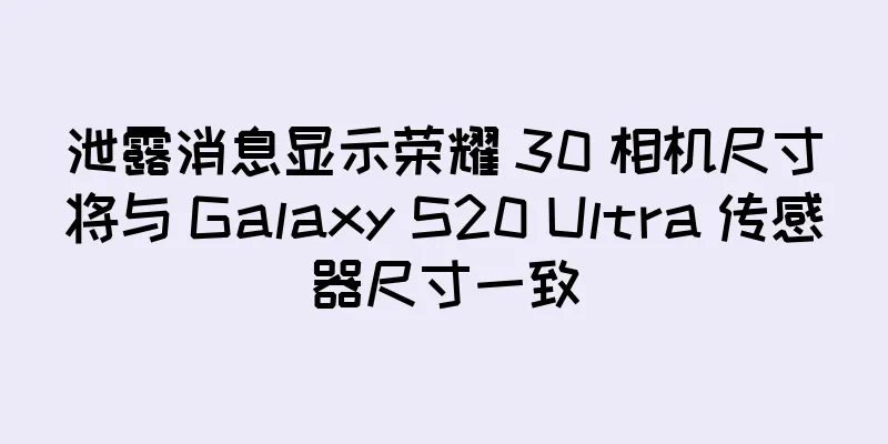 泄露消息显示荣耀 30 相机尺寸将与 Galaxy S20 Ultra 传感器尺寸一致