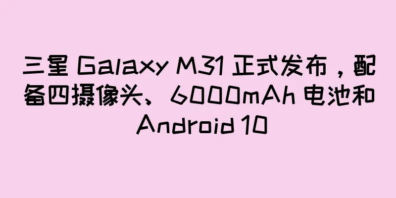 三星 Galaxy M31 正式发布，配备四摄像头、6000mAh 电池和 Android 10