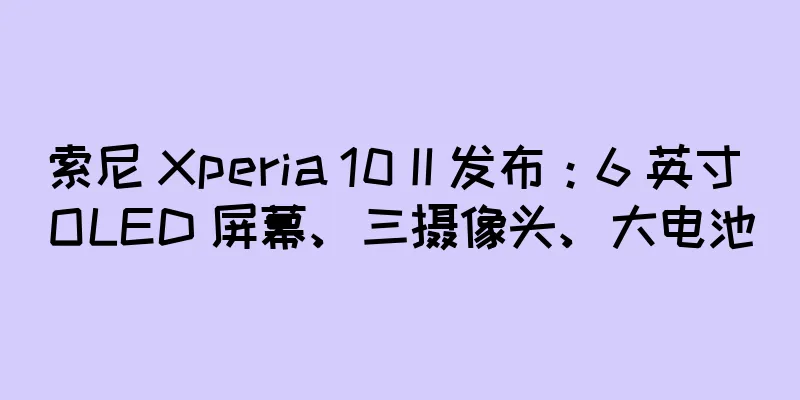 索尼 Xperia 10 II 发布：6 英寸 OLED 屏幕、三摄像头、大电池