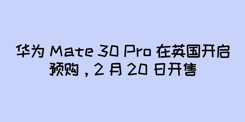 华为 Mate 30 Pro 在英国开启预购，2 月 20 日开售