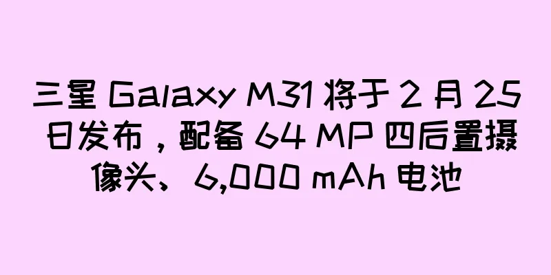 三星 Galaxy M31 将于 2 月 25 日发布，配备 64 MP 四后置摄像头、6,000 mAh 电池