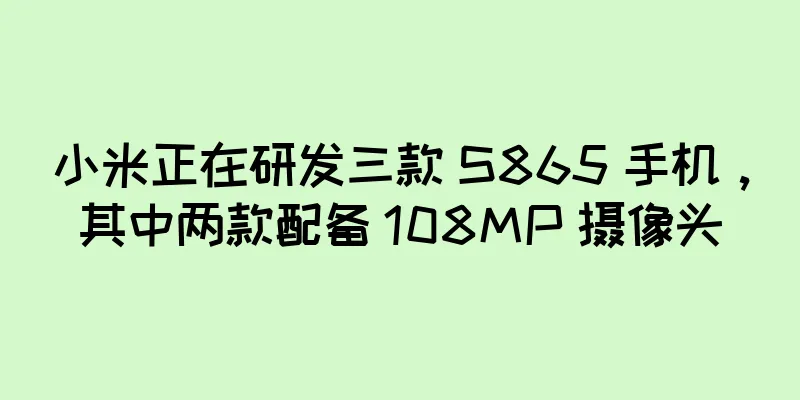 小米正在研发三款 S865 手机，其中两款配备 108MP 摄像头