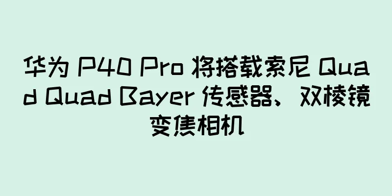 华为 P40 Pro 将搭载索尼 Quad Quad Bayer 传感器、双棱镜变焦相机