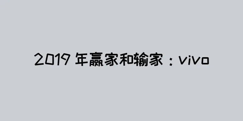 2019 年赢家和输家：vivo