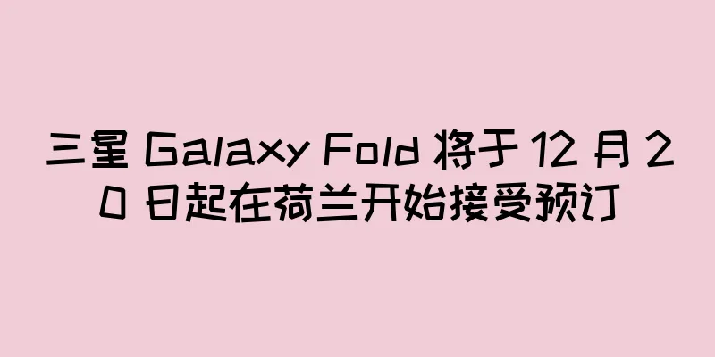三星 Galaxy Fold 将于 12 月 20 日起在荷兰开始接受预订