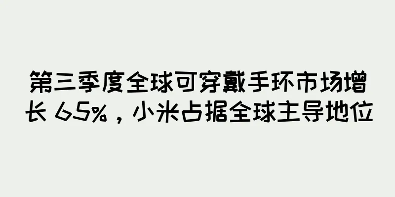 第三季度全球可穿戴手环市场增长 65%，小米占据全球主导地位