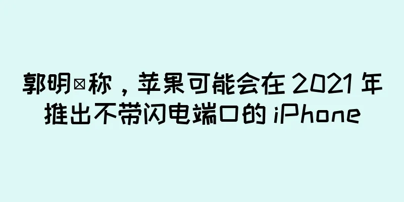郭明錤称，苹果可能会在 2021 年推出不带闪电端口的 iPhone