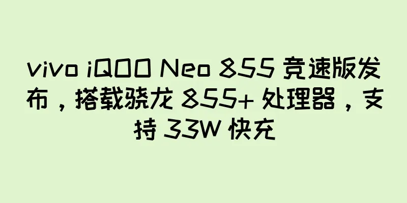 vivo iQOO Neo 855 竞速版发布，搭载骁龙 855+ 处理器，支持 33W 快充