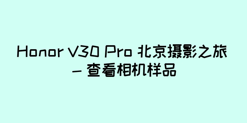 Honor V30 Pro 北京摄影之旅 - 查看相机样品