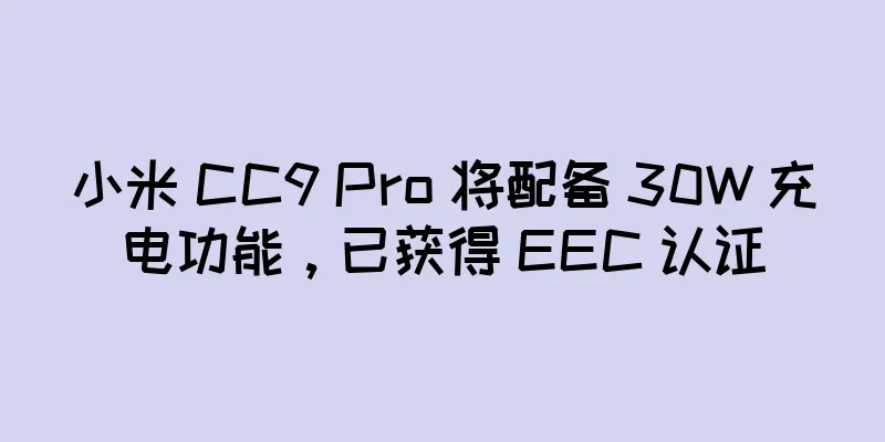 小米 CC9 Pro 将配备 30W 充电功能，已获得 EEC 认证
