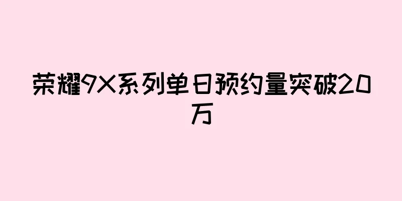 荣耀9X系列单日预约量突破20万