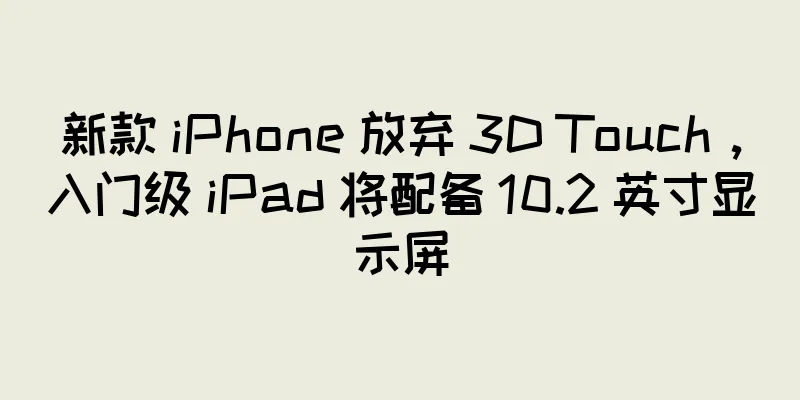 新款 iPhone 放弃 3D Touch，入门级 iPad 将配备 10.2 英寸显示屏