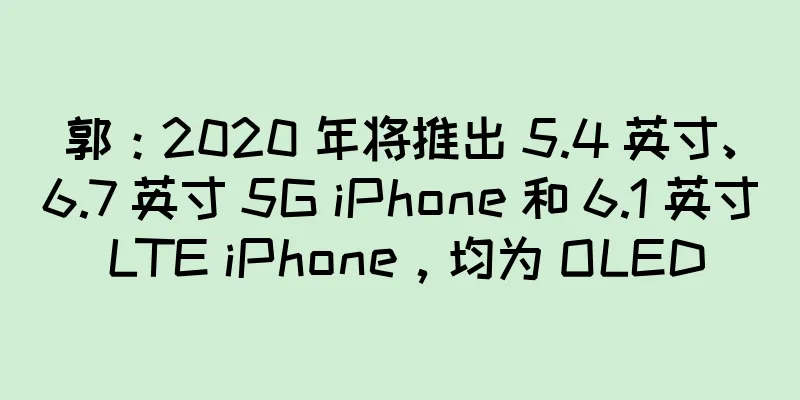 郭：2020 年将推出 5.4 英寸、6.7 英寸 5G iPhone 和 6.1 英寸 LTE iPhone，均为 OLED