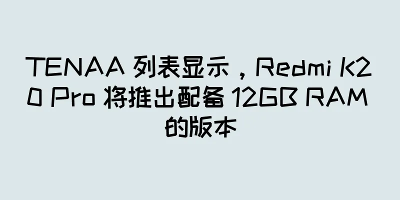 TENAA 列表显示，Redmi K20 Pro 将推出配备 12GB RAM 的版本