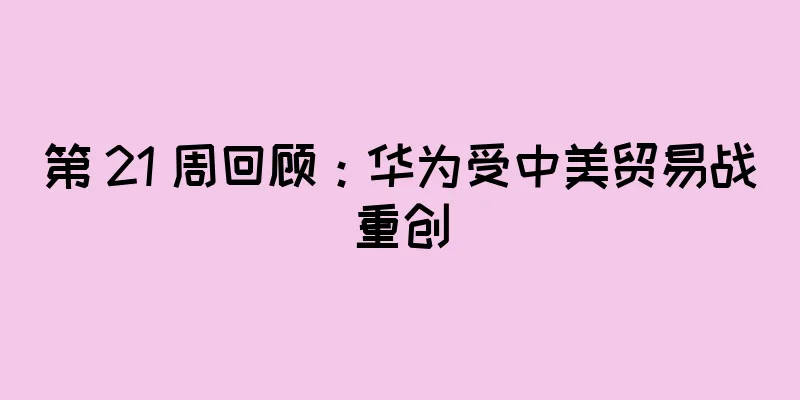 第 21 周回顾：华为受中美贸易战重创