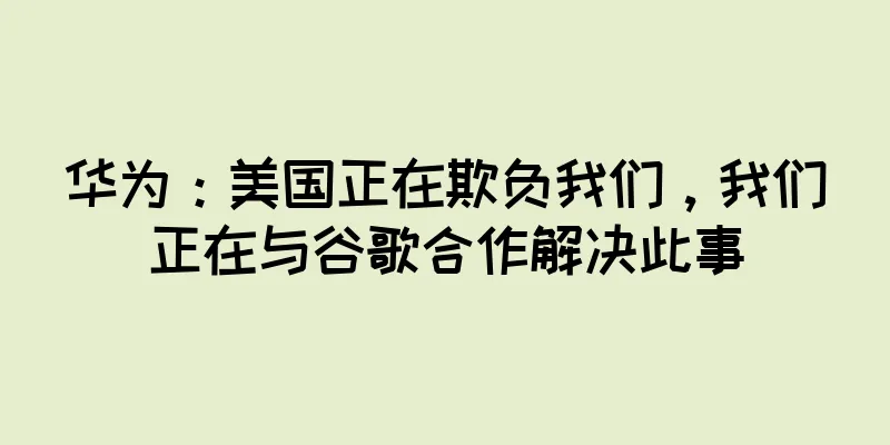 华为：美国正在欺负我们，我们正在与谷歌合作解决此事