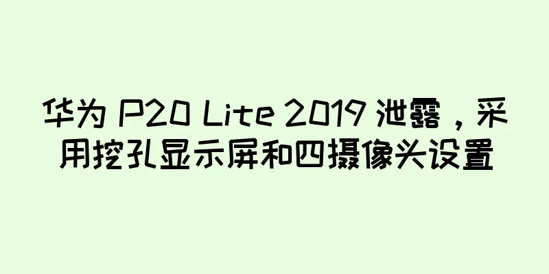 华为 P20 Lite 2019 泄露，采用挖孔显示屏和四摄像头设置
